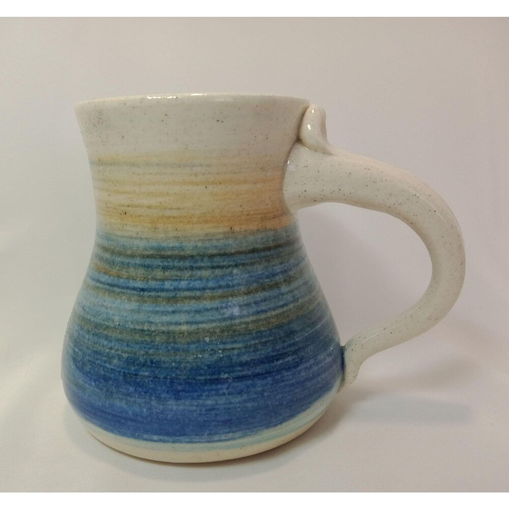 Home Deco Ceramic Coffee Mug, Blue and White, Signed Moki 95